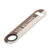 Elégant Brown Bois Texture Style Moderne Monogramm (Dos Angle)