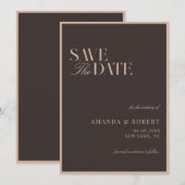Elegant Brown Classy Old Money Wedding Save The Date (Voorkant / Achterkant)