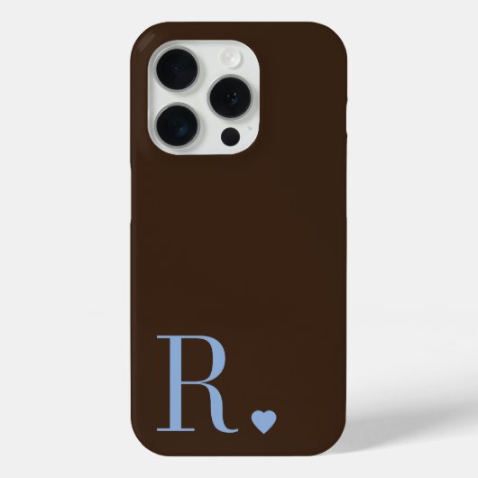 Elegant brown &dusty blue monogram iniital Case-Mate iPhone case (Achterkant)