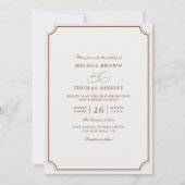 Elegant Brown Ecru Classic Budget QR Code Wedding Kaart (Voorkant)