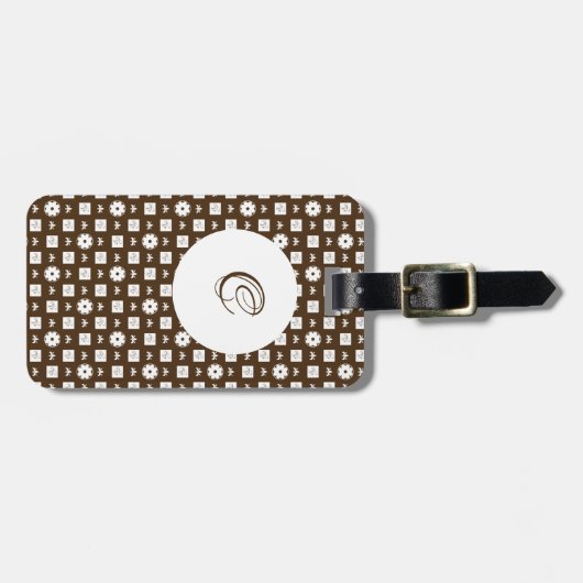 Elegant Brown en White Checkered Pattern Bagagelabel (Voorkant horizontaal)