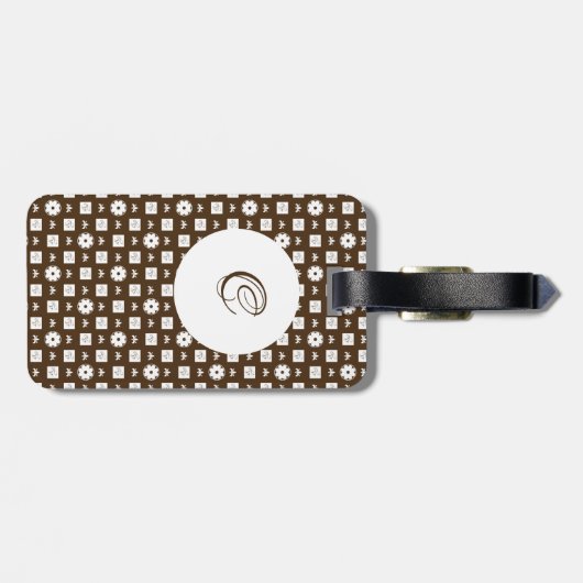 Elegant Brown en White Checkered Pattern Bagagelabel (Achterkant horizontaal)