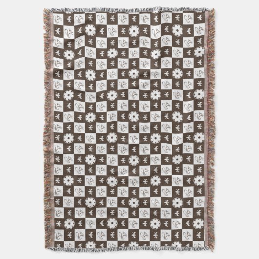 Elegant Brown en White Checkered Pattern Deken (Voorkant Verticaal)