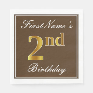 Elegant Brown, Faux Gold 2e verjaardag; Aangepaste Servet