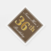 Elegant Brown, Faux Gold 36th Birthday + naam Servet (Hoek)