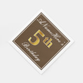 Elegant Brown, Faux Gold 5th Birthday; Aangepaste Servetten (Hoek)