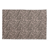 Elegant Brown Floral Pattern on Light Pink Back Kussensloop (Achterkant-Links)