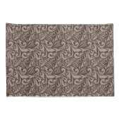 Elegant Brown Floral Pattern on Light Pink Back Kussensloop (Achterkant-Rechts)