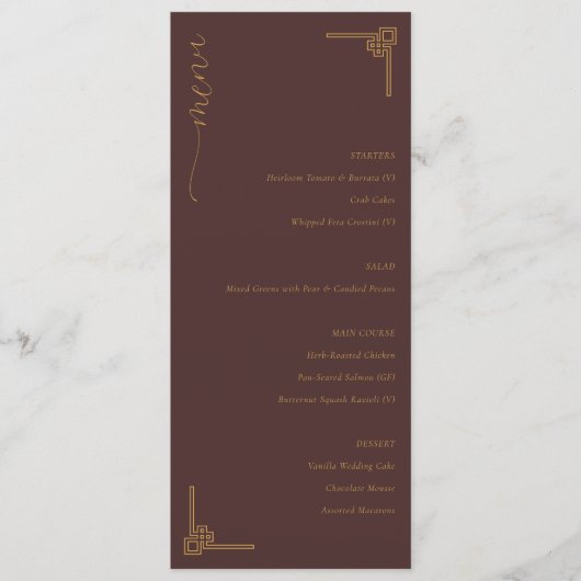 Elegant Brown Geometric Menu (Devant)
