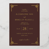 Elegant Brown Geometric Wedding Invitations (Recto)