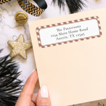 Elegant Brown Gingham Cottagecore Return Address