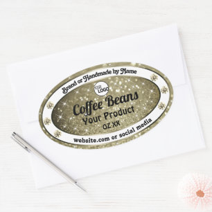 Elegant Brown Glitter Product Labels diamanten Log