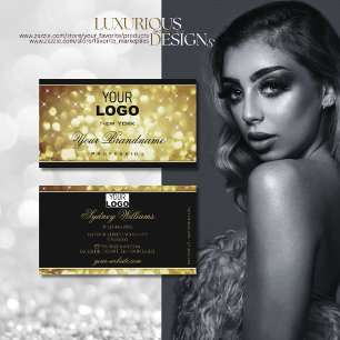 Elegant Brown Glitter Stars Logo Black Modern Visitekaartje