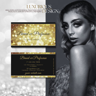 Elegant Brown Gold Glitter Stars Black en Golden Visitekaartje