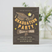 Elegant Brown Gold Graduation Party Invitation (Debout devant)