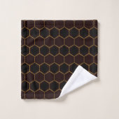 Elegant Brown Gold Honeycomb Hexagon Pattern Manly Bad Handdoek (Wasdoekje)