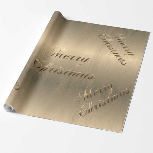 Elegant Brown Gold Script Merry Kerstry Cadeaupapier (Uitgerold)