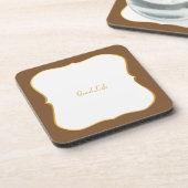 Elegant Brown Golden White Bier Onderzetter (Linkerzijde)