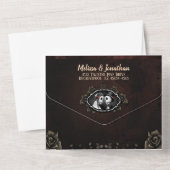 Elegant Brown Gothic Wedding Skeletons All In One Uitnodiging (Achterkant)