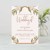 Elegant Brown Green Boho Wedding Invitation (Staand voorkant)