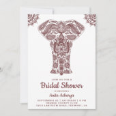 Elégant Brown Henna Elephant Invitation Fête des m (Devant)