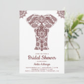 Elégant Brown Henna Elephant Invitation Fête des m (Debout devant)