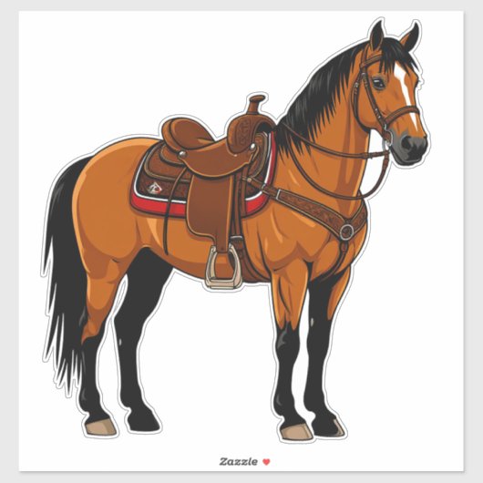 Elegant Brown Horse Sticker (Vel)