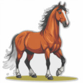 Elegant Brown Horse Sticker (Voorkant)