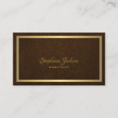 Elegant brown leather gold frame professional visitekaartje (Voorkant)