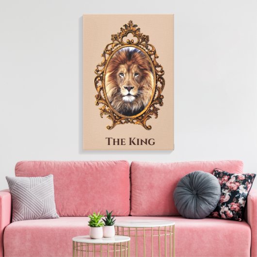 Elegant Brown Lion King Retro Dads Canvas Afdruk (Insitu (Woonkamer))