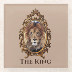 Elegant Brown Lion King Retro Dads Glazen Onderzetter