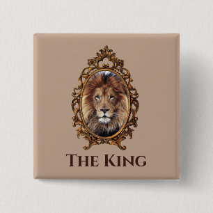  Elegant Brown Lion King Retro Dads Vierkante Button 5,1 Cm