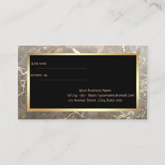 Elegant Brown Marble Stone, Lijst Reference Kaart (Achterkant)