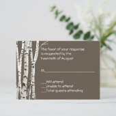Elegant Brown met Birch Trees Wedding RSVP Card Kaartje (Staand voorkant)
