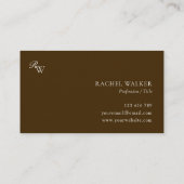 Elegant Brown Monogram Visitekaartje (Achterkant)