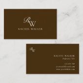 Elegant Brown Monogram Visitekaartje (Voorkant / Achterkant)