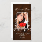 Elegant Brown Satin bewaart de datumUw foto Save The Date (Voorkant / Achterkant)