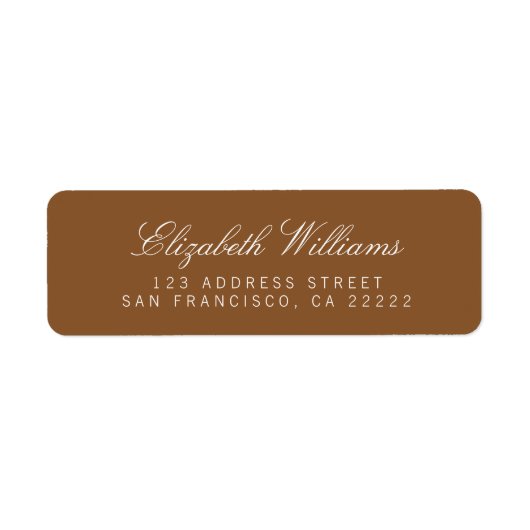 Elegant Brown Simple Return Address Labels (Voorkant)