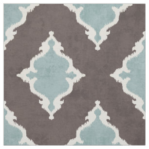 elegant brown turquoise damask ikat tribal stof