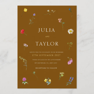 Elegant Brown Wedding Invitation Kaart