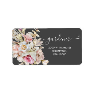 Elegant bruids boeket op grijs etiket
