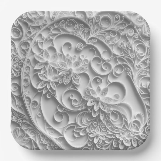 Elegant bruids papier quilling ontwerp papieren bordje (Voorkant)