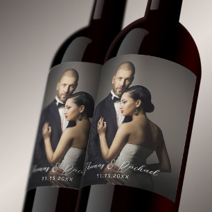 Elegant bruidspaar Foto Wijnlabel Wijn Etiket