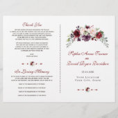 Elegant bruidsprogramma met burgundyroze bloemen (Voorkant)