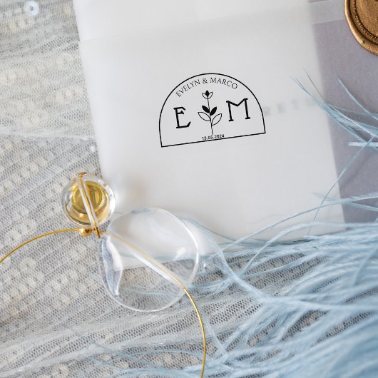 Elegant bruiloft bloem monogram 	rubberstempel