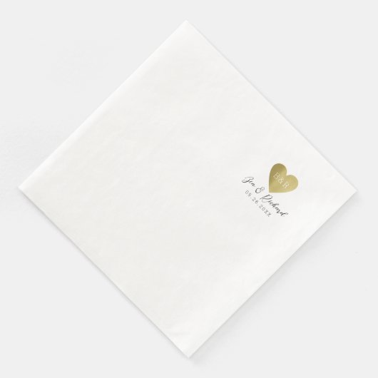 Elegant Bruiloft Diner Servetten met Hart & Namen (Hoek)