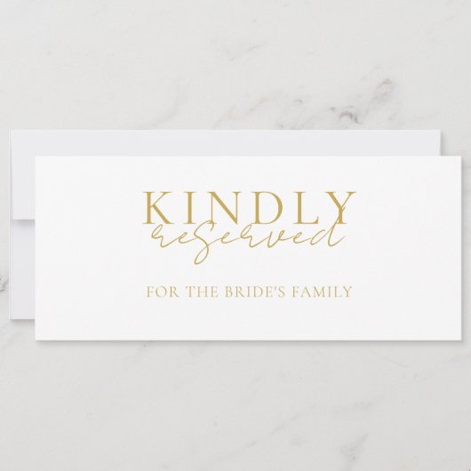 Elegant, bruiloft, gereserveerd teken om op stoele (Voorkant)