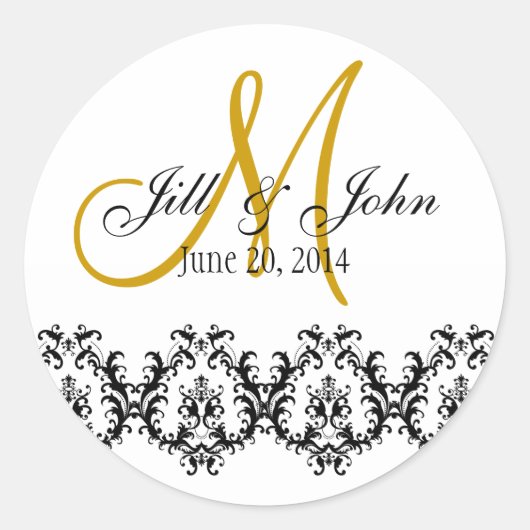 Elegant Bruiloft Goud Monogram Save the Date Ronde Sticker (Voorkant)