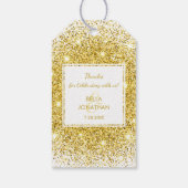 Elegant Bruiloft Gouden Confetti Dank u Favor Cadeaulabel (Achterkant)