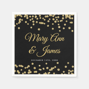 Elegant Bruiloft Gouden Faux Glitter Confetti Zwar Servetten